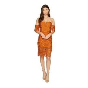 J.O.A. Off The Shoulder Lace Dress Amber Size S